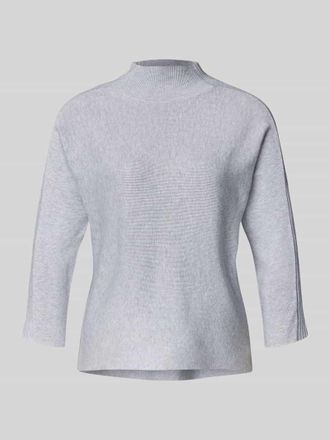 Comma Strickpullover mit Stehkragen und 3/4-Arm in Silber, Gr&ouml;&szlig;e 36