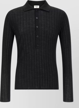 Saint Laurent wool polo shirt long sleeves ribbed