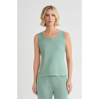 Misook Double Scoop Neck Mylana Knit Tank in Mystic Green at Nordstrom, Size Xx-Large