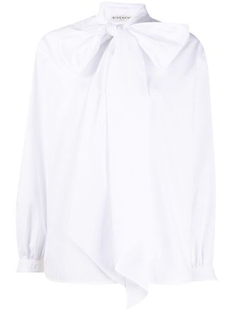 Givenchy pussy-bow blouse - women - Cotton - 34 - White