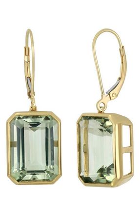 Bony Levy Emerald Cut Prasiolite Drop Earrings in 18Kyg/Green Amethyst at Nordstrom