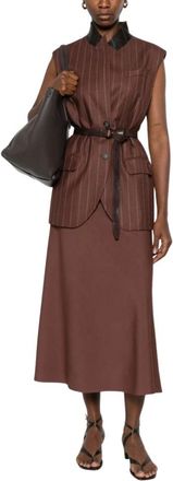 Brunello Cucinelli Mouwloze Spencer - Dames - Jassen - Bruin - Maat: L Zijde
