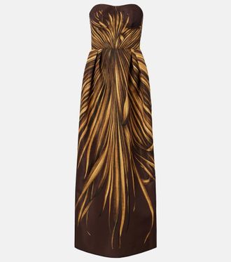 Oscar De La Renta Printed bustier gown