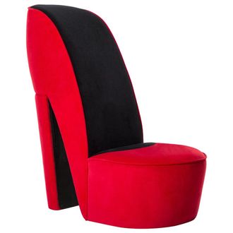 vidaXL Poltrona A Forma Di Scarpa Con Tacco Alto In Velluto Rosso - Vidaxl