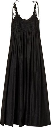 Twin-Set Maxi Dress with Lace Bodice and Adjustable Straps