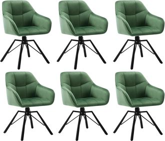 Woltu Woltu 6x Silla De Comedor Decorativas Tapizadas En Terciopelo Transpirable Con Respaldo Ergon&oacute;mico Reposabrazos Y Patas De Metal 58x54x82 Cm Verde Osc