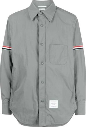 Thom Browne Overhemden, Heren, Grijs, 2Xl, Nylon, Nylon Armband Shirt Jacket