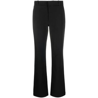 Proenza Schouler Broeken, Dames, Zwart, M, Katoen, Zwarte Wijde Pijpen Casual Broek