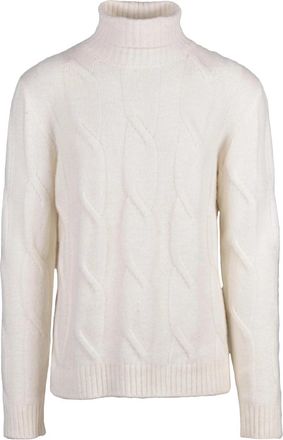 Eleventy High Neck Cable Knit Sweater In Refined Yarn Blend