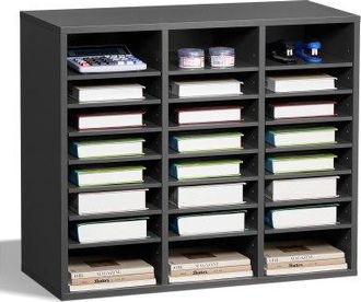 OEM Organizador De Literatura 737 X 305 X 620 Mm, Clasificador De Madera De Oficina De 24 Compartimentos Con Estantes Ajustables, Para Almacenamiento Para