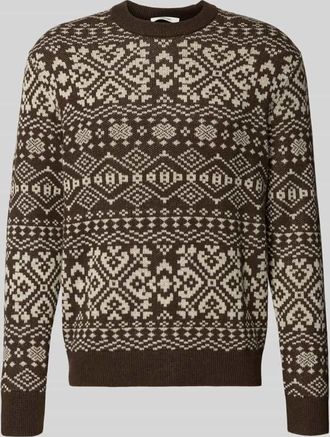 Selected Regular Fit Strickpullover aus Woll-Mix Modell HOLGER in Dunkelbraun, Größe XXL