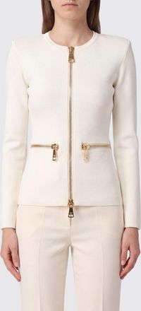 Elisabetta Franchi Slim Fit Cardigan in Stretch Viscose with Metal Zip