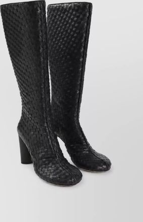 Bottega Veneta leather intrecciato knee-high boots