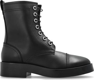Casadei Leren Enkellaarsjes - Dames - Veterlaarzen - Zwart - 41 EU - Leer - Schoenen