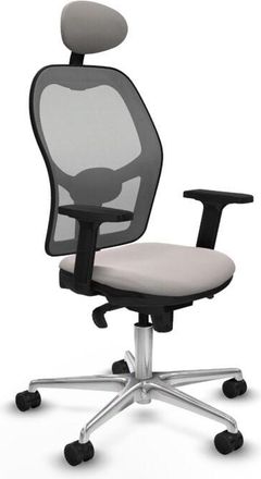 Piqueras y Crespo Piqueras Y Crespo - Jorquera Sincro Malla Gris Similpiel Blanco Brazos 2d Base Aluminio Cabecero Fijo Ruedas 65mm Nailon