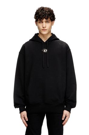 Diesel Oversized hoodie with metallic logo - Sweaters - Man - Black