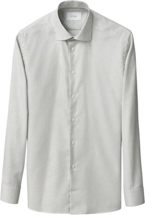 Eton Groene Slim Fit Twill Overhemd - Heren - Zakelijke Overhemden - Grijs - XL - Katoen - Overhemden