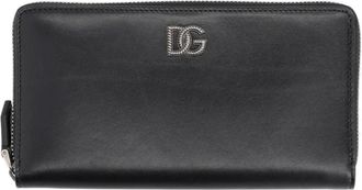 Dolce & Gabbana Accessoires, Heren, Zwart, ONE Size, Leer, DG Logo Portemonnee met rits