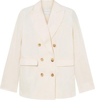 Brooks Brothers Dubbelrijige Linnen Blazer - Dames - Blazers - Wit - 3XS - Linnen - Jassen