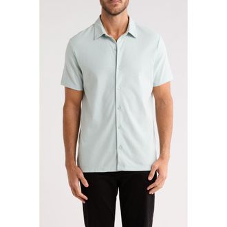 Calvin Klein Stripe Classic Fit Short Sleeve Button-Up Shirt in Pale Meadow at Nordstrom Rack, Size Medium