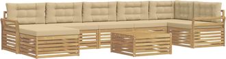 vidaXL Set Di Divani Da Esterno 8 Pz Bianco E Beige Vidaxl
