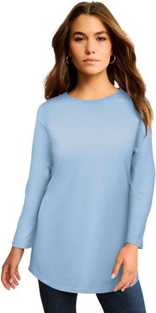 Roaman's Plus Size Ultimate Cotton Crewneck Long Sleeve Tee in Pale Blue at Nordstrom, Size 5X