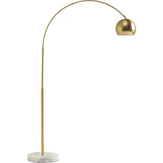 Brightech Olivia 75 Adjustable LED Floor Lamp with Metal Bowl Shade and Marble Base, Bulb Included in Brass at Nordstrom