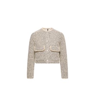 Moncler Moncler Dauphine Wool & Silk Blend Boucl&eacute; Short Down Jacket, Women, White, Size: 1