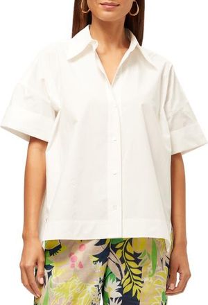 Trina Turk Oversized Button Up Poplin Opponent Top in White at Nordstrom, Size Xx-Large