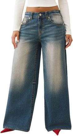 True Religion Jessie Wide Leg Jeans in Radiant Pearl at Nordstrom, Size 29