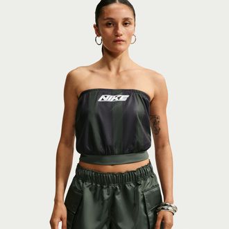 Nike Womens Nike Sportswear Slim Striped Jersey Tube Top in Green | IV5023-303