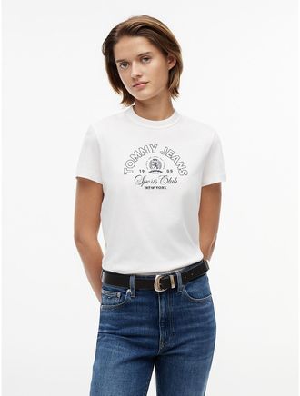 Tommy Hilfiger Womens Tommy Jeans Sports Club Logo T-Shirt - White - XXS