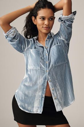 Pilcro The Hadley Velvet Relaxed Buttondown Shirt by Pilcro