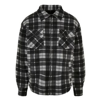 Urban Classics Heren geruite Teddy gevoerde overhemdjas (Zwart/Wit)