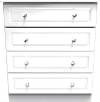 Welcome Furniture Clarence Ready Assembled 4 Drawer Chest in White Gloss & White - Welcome Furniture | TJ Hughes