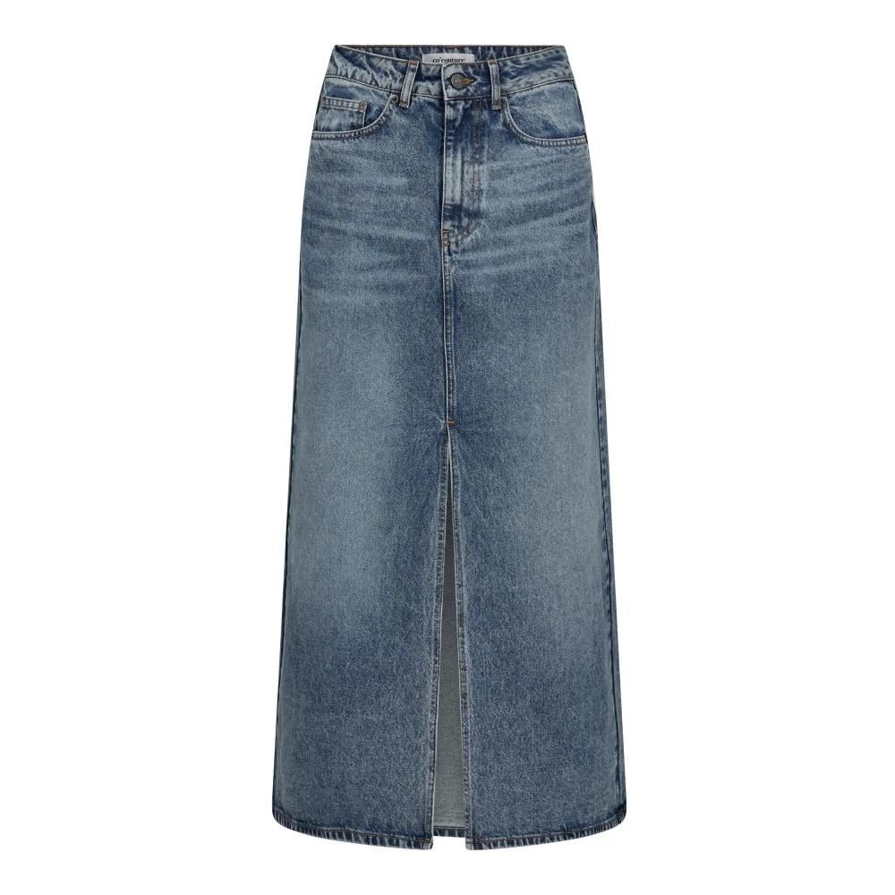 Gonna midi in denim da donna vintage patchwork a vita alta A