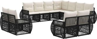 vidaXL Conjunto De Sof&aacute;s De Jard&iacute;n 11 Uds. Negro Y Blanco Crema Vidaxl