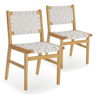 HOMN Pack 2 sillas blanco con piel reciclada