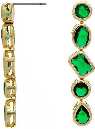 Rivka Friedman Mixed Cut Linear Drop Earrings in Emerald at Nordstrom Rack