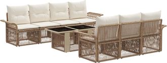 vidaXL Conjunto De Sof&aacute;s De Jard&iacute;n 8 Uds. Beige Y Blanco Crema Vidaxl