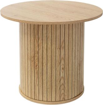 ML Design Ml-design Mesa De Centro Con Tablero Sobresaliente &Oslash;60 X 50 Cm Marr&oacute;n Con Aspecto De Madera Mesita De Caf&eacute; Redonda En Estilo Moderno Elegante Mueble A