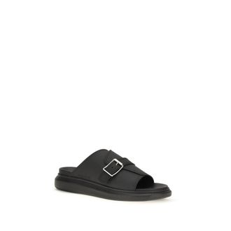 Alexander McQueen Buckle Platform Leather Sandals - Black