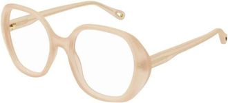 Chlo&eacute; Eyeglasses Square Full Rim, Shiny Nude Frame And Clear Demo Lens Lens Ch0053O004