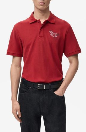 Mango Embroidered Cotton Piqu&eacute; Polo at Nordstrom, Size X-Small