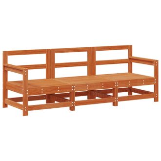 vidaXL Unidades De Sof&aacute; Seccional 3 Pieza Marr&oacute;n Cera Pino Macizo Vidaxl