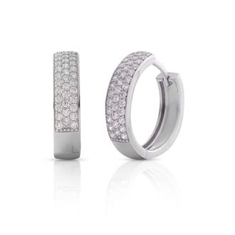 MAX + STONE 14k Solid Gold Lab Grown Diamond Micro Pav&eacute; Huggie Earrings