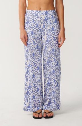 Rip Curl Party Wave Floral Wide Leg Beach Pants in White/blue at Nordstrom, Size Xx-Small