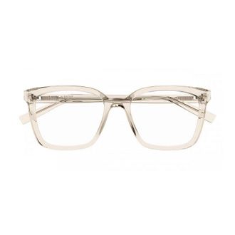 Saint Laurent Square Full-Rim Acetate Eyeglasses - Beige