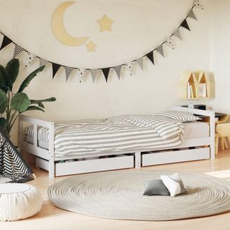 vidaXL Estructura Cama Ni&ntilde;os Con Cajones Madera Pino Blanco 80x200 Cm Vidaxl