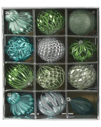 Nearly Natural Set Of 12 Lux Shatterproof Ornaments
